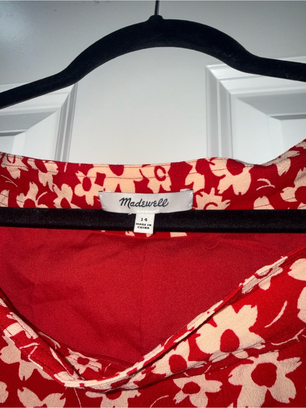 Madewell Red and Cream Floral Button-Detail Midi Skirt - Picture 3 of 3